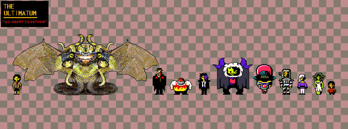 ValiantS18680's tweet photo. Every major overworld character sprite for my #fellswap take, Ultimatum! #undertale #undertaleau https://t.co/HNcfs7oo64