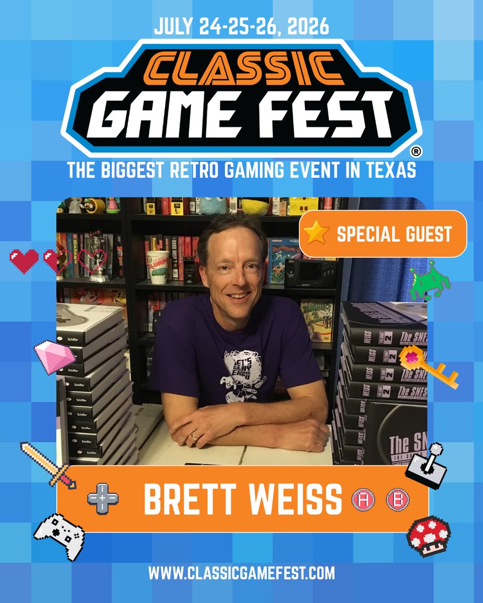 classicgamefest's tweet photo. Brett Weiss is coming to Classic Game Fest on July 24-25-26 in Austin, TX.

Author, gaming journalist, and retro gaming historian @BrettWeissCHVG has written over a dozen books and 1,600+ articles covering  gaming. Meet Brett at the BIGGEST retro gaming event in Texas! https://t.co/grqa3OVHBh