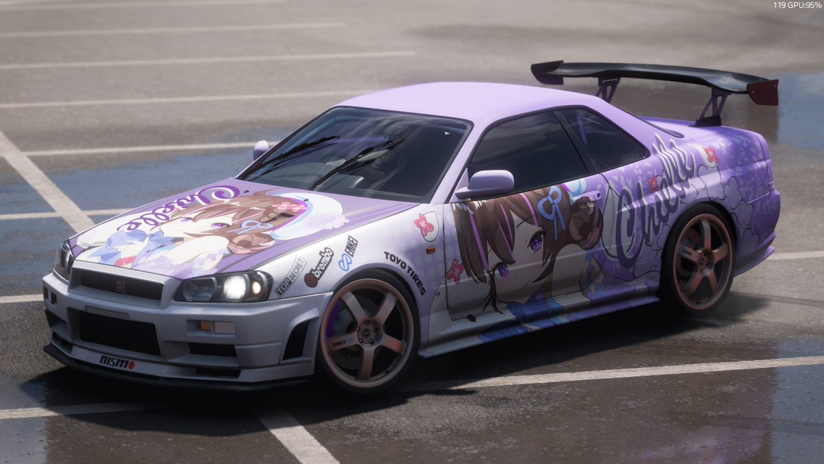 johpan's tweet photo. Finished with the Chielle vinyl group! 1236 layers!!! and now, messing around with itasha designs. i think she fits well on the R34 🥵
#chiellustration https://t.co/ZCT9AFPztR