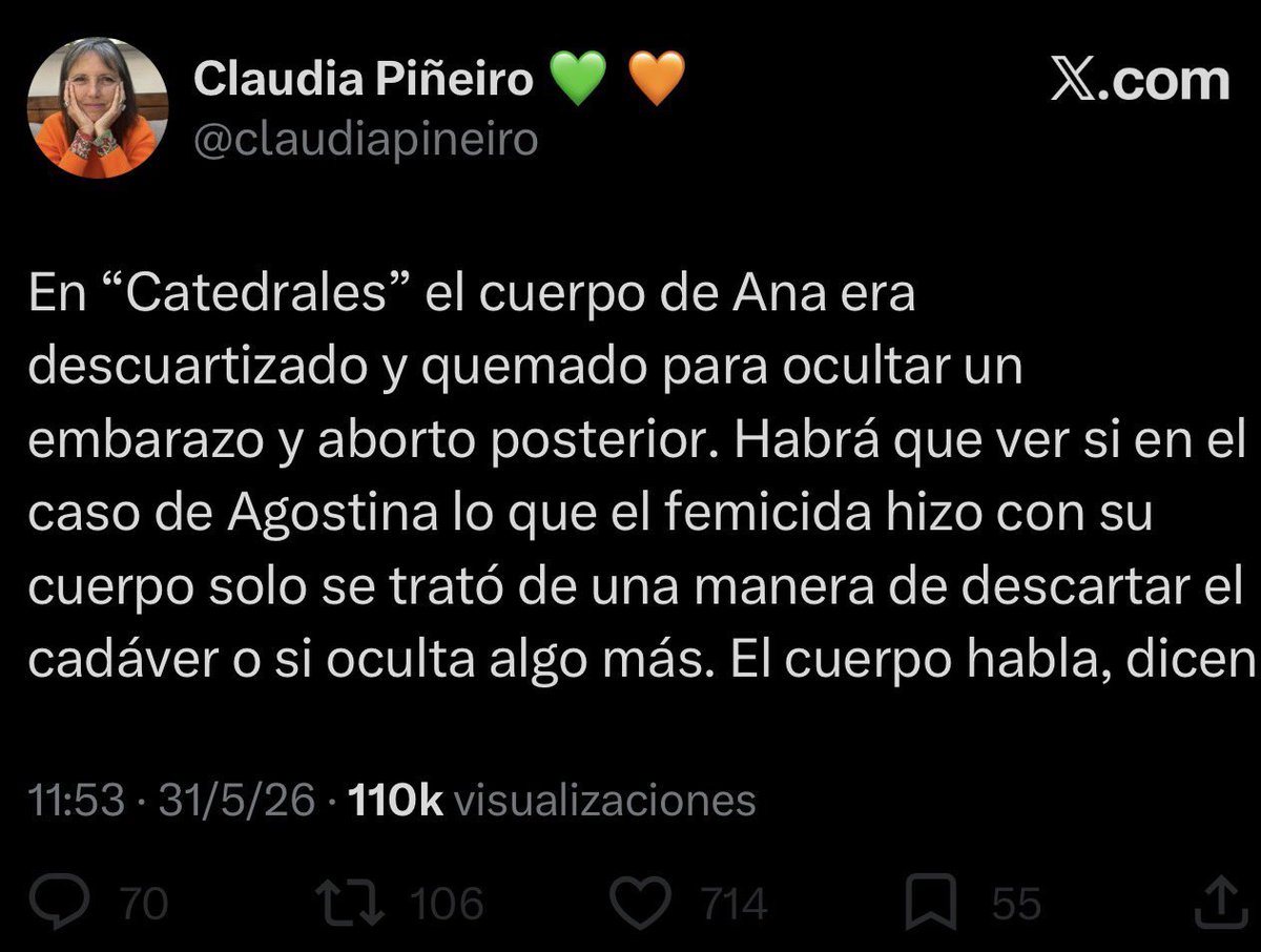 LordMurielo's tweet photo. Como los kirchneristas siempre buscan una manera de desbloquear nuevos niveles en eso de ser unos hijos de puta, acá @claudiapineiro usa la muerte de Agostina para promocionar su libro. Hago captura porque me tiene bloqueado hace años. Pero estaría bueno que la pasen a saludar. https://t.co/sBC7FMlrNw