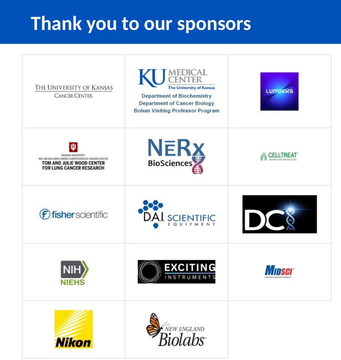 Freudlab's tweet photo. And none of it happens without my co-organizer Ryan Barnes and members of the Freudenthal and Barnes labs who kept everything running smoothly. Couldn't have done it without you. Thank you also to our 14 sponsors for making it all possible, particularly the NIEHS and KUCC. https://t.co/mJavsy6G9u