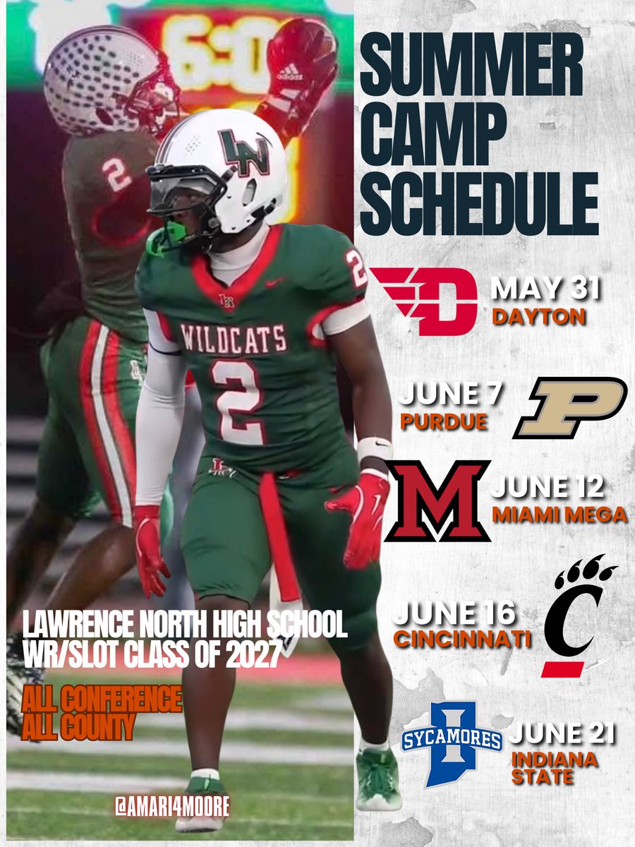 amari2moore's tweet photo. Super Duper Excited to compete this summer!!!!

@DaytonFootball @coachyakes7 @TDAndrews4 @CoachWhalen59 @Coach_Odom @Coach__Lal @Martin_Miami_HC @ACruse15 @b_leung11 @CoachSattUC @CoachStingley @CmalryMallory @FBCoachHale @CoachM_Harris @LNWildcatsFB @coach_mal @KyleNeddenriep @IndianaPreps @AllenTrieu @Bryan_Ault @247recruiting @PrepRedzoneIN