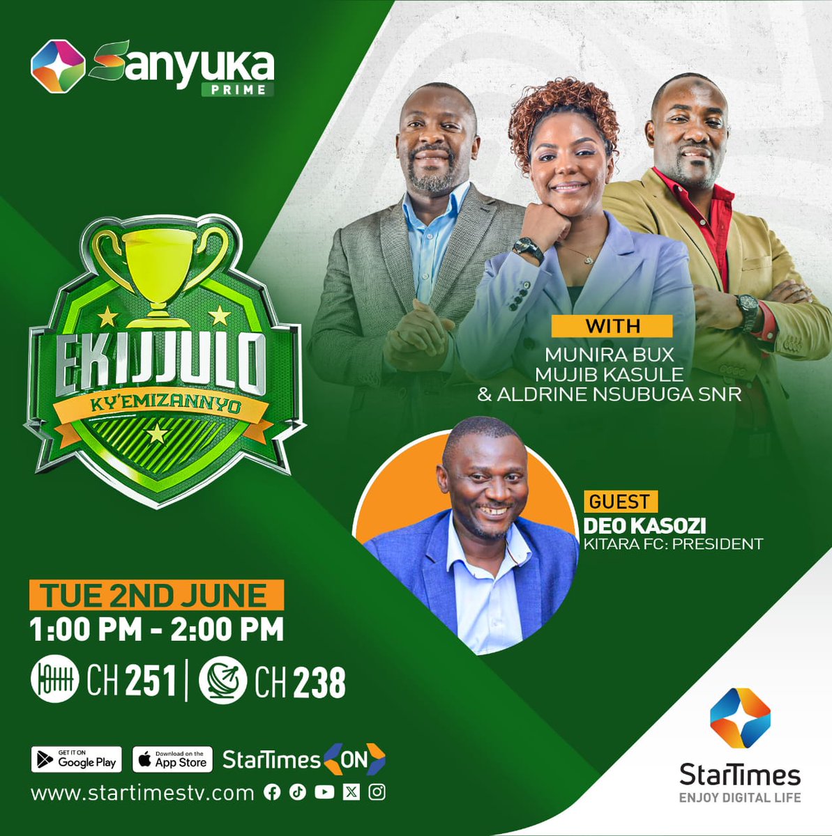 Sanyuka_Prime's tweet photo. The President of @KitarafcHoima, @ADkasozi will be with us on Sanyuka Prime tomorrow at 1PM as he reflects on the club's successful and memorable season.
#EkijjuloKyemizannyo #SanyukaPrime https://t.co/y0OgybLw00