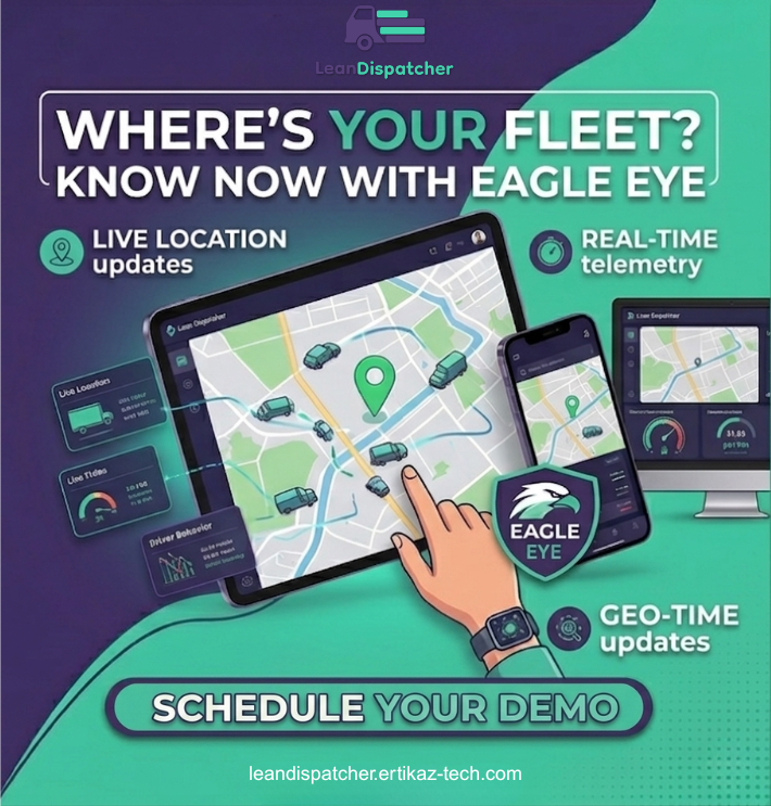 ErtikazSolution's tweet photo. Ever wondered where your fleet is right now? 🛰️
With Lean Dispatcher’s Eagle Eye, uncertainty is a thing of the past.
Track your vehicles’ live locations on a high-precision map with real-time updates. https://t.co/SYc5w3F646