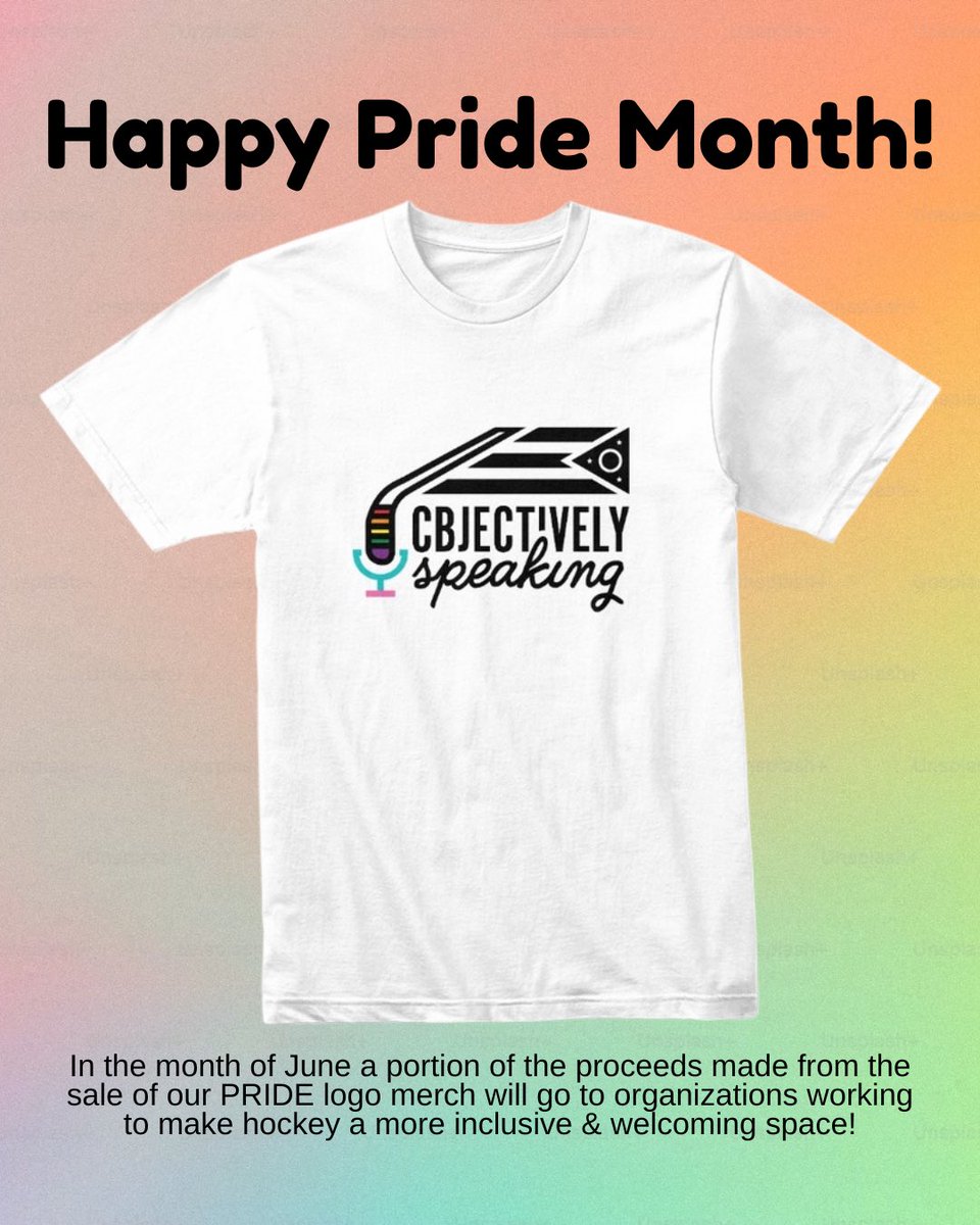 CBJectivelyPod's tweet photo. Happy PRIDE Month! 

A big part of our show has always been helping to make hockey a more inclusive &amp; welcoming sport! Help us make a difference &amp; get yourself some sweet merch in exchange! #PrideMonth🌈 #HIFE #CBJ 

https://t.co/fWSNUaUhFA https://t.co/sWBPUYwlIv