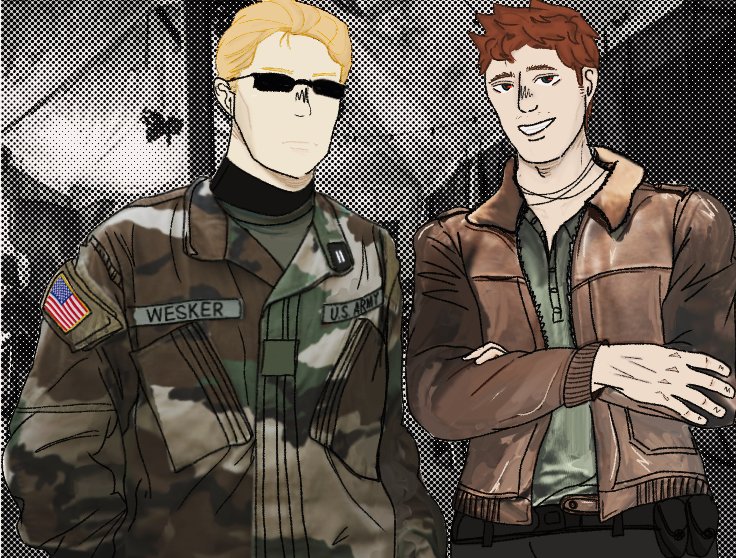 Meniferisation's tweet photo. ☆ Day: 1 Military au
 ~×
 #ChriskerWeek2026 #chrisker #AlbertWesker #ChrisRedfield https://t.co/HUtKfBSHmt