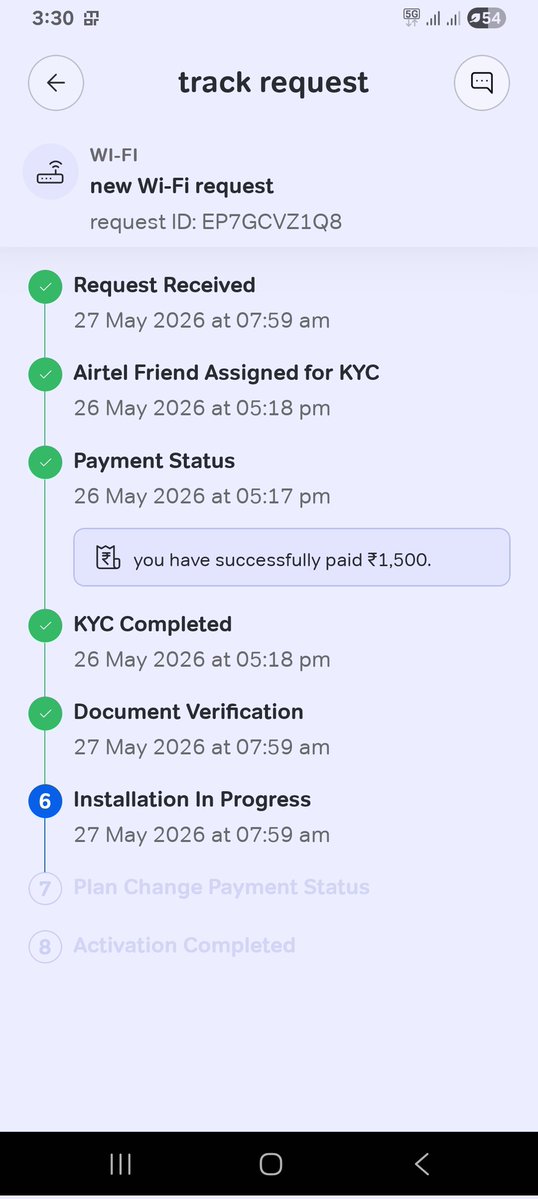 Sarveshraibbj1's tweet photo. @airtelindia @Airtel_Presence    Hopeless service by airtel
8 days have passed and no one is there to install wifi despite taking advance. https://t.co/oMo7Lb9g4n