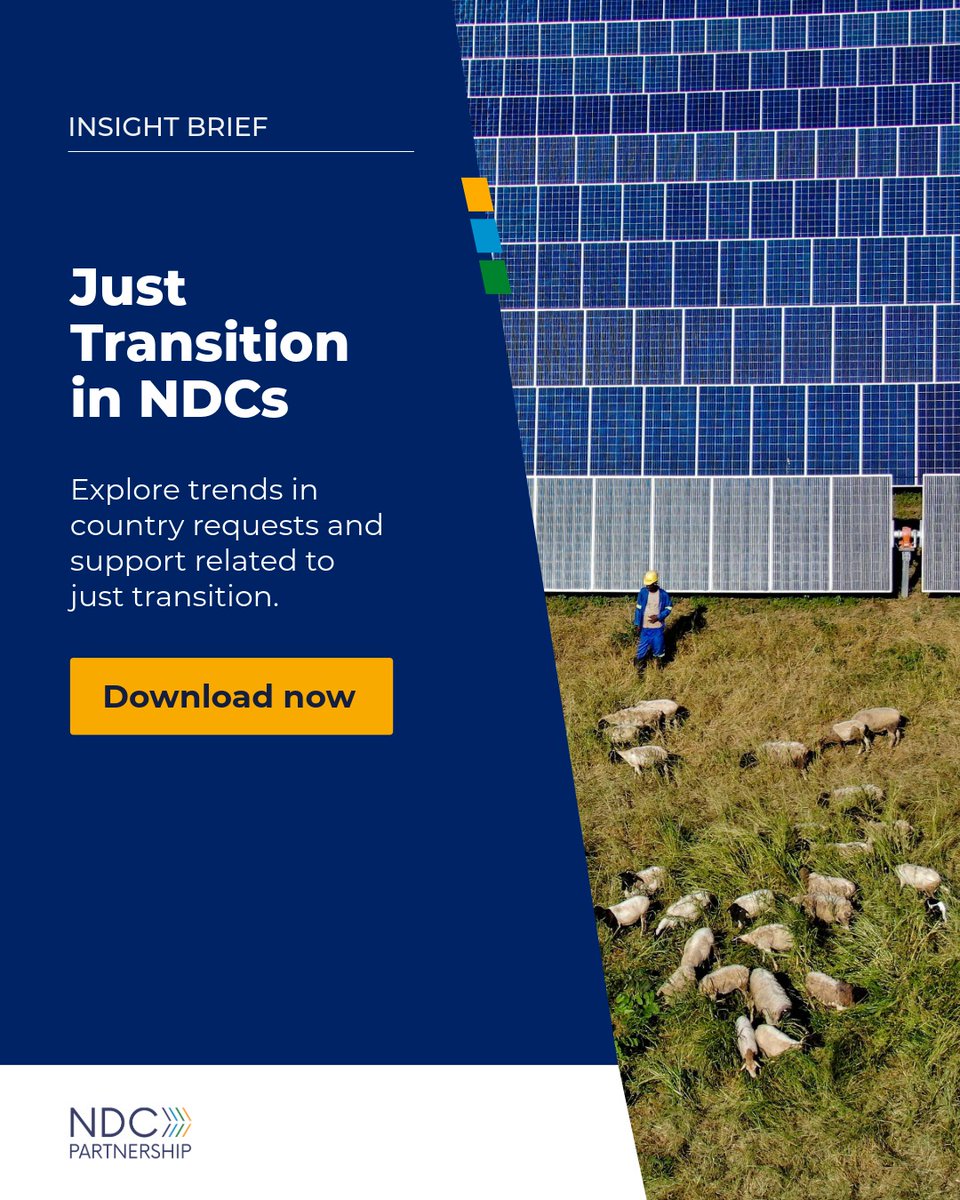 ndcpartnership's tweet photo. ⚖️ How are countries approaching a #JustTransition, and where is more support needed?

New resources from the NDC Partnership Support Unit shed light on how developing countries are integrating just transition considerations into their NDC processes and where key gaps remain.

Across the NDC Partnership, 83 developing countries have submitted just transition-related requests. These span workforce reskilling, social protection, engagement with labor groups and sectoral assessments. 38% of requests remain unsupported, pointing to opportunities to further scale up support.

The findings suggest countries are treating just transition as a crosscutting issue, not limited to individual sectors. Demand is particularly strong for:

🌱 Green skills development to prepare workforces for economic shifts
🤝 Inclusive processes and social dialogue that engage workers and communities
🛡️Social protection and pathways to decent work

At the same time, gaps in data collection, monitoring systems and institutional capacity for just transition strategies continue to shape what countries can put in place.

There are also practical entry points countries can adapt to their national context, including stronger procedural justice mechanisms that give impacted communities a real voice and clearer approaches to sharing costs and benefits more fairly.

Explore the findings ➡️ https://t.co/TIzyrwvQc4