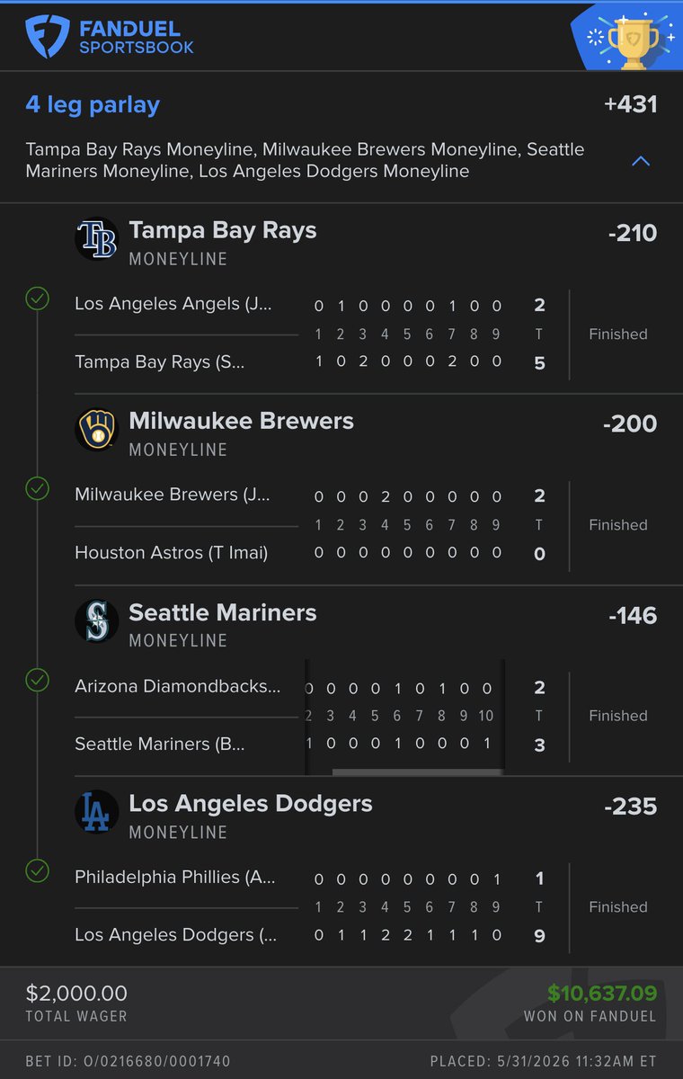 FlareGotLocks's tweet photo. Yesterday’s top 4 cashes:

✅ 4-Leg ML Parlay: $2K → $10,637.09
✅ Aces ML: $4K → $6,816.90
✅ Yankees ML: $2.5K → $6,150
✅ Bryce Miller 5+ Ks: $2K → $4,360

$100 to 4 followers who like + RT.

Join RWTW for FREE 👇🏽
https://t.co/WKfR8Lv6lt https://t.co/MhcLBK9Hn1