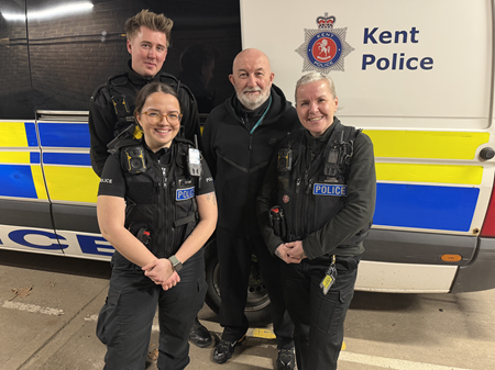 KentPolFed's tweet photo. Four Kent Police officers who showed extraordinary courage after an arrest in Maidstone escalated into a violent attack that left one officer with multiple stab wounds have been nominated for the National #PoliceBravery Awards https://t.co/ZIDn93phZC https://t.co/qqd6PsGbfO