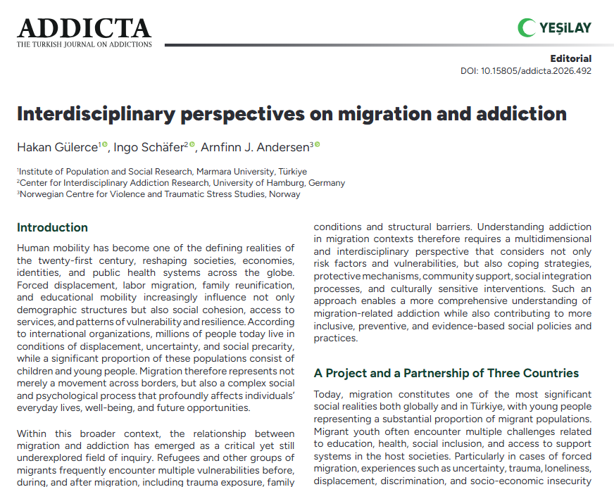 HakanGulerce's tweet photo. Delighted to share that the special supplement issue “Migration and Addictions,” for which I served as one of the Guest Editors at Addicta: The Turkish Journal on Addictions, has now been published.
https://t.co/bep4NgRA9r
@YesilayKurumsal @NSA_PSR https://t.co/rMYXGI1zOE