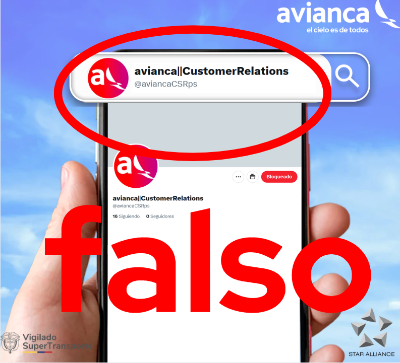 avianca's tweet photo. @GuardadoRodrigo @lifemiles Esa cuenta que te escribió es FALSA 😳 Está suplantando nuestras redes sociales para estafar y obtener datos personales. Los únicos canales oficiales son @avianca y @aviancateguia, identifícalos con el sello azul. Protege tu información aquí: https://t.co/ltaGyXmapE https://t.co/5HLzfKnqLi