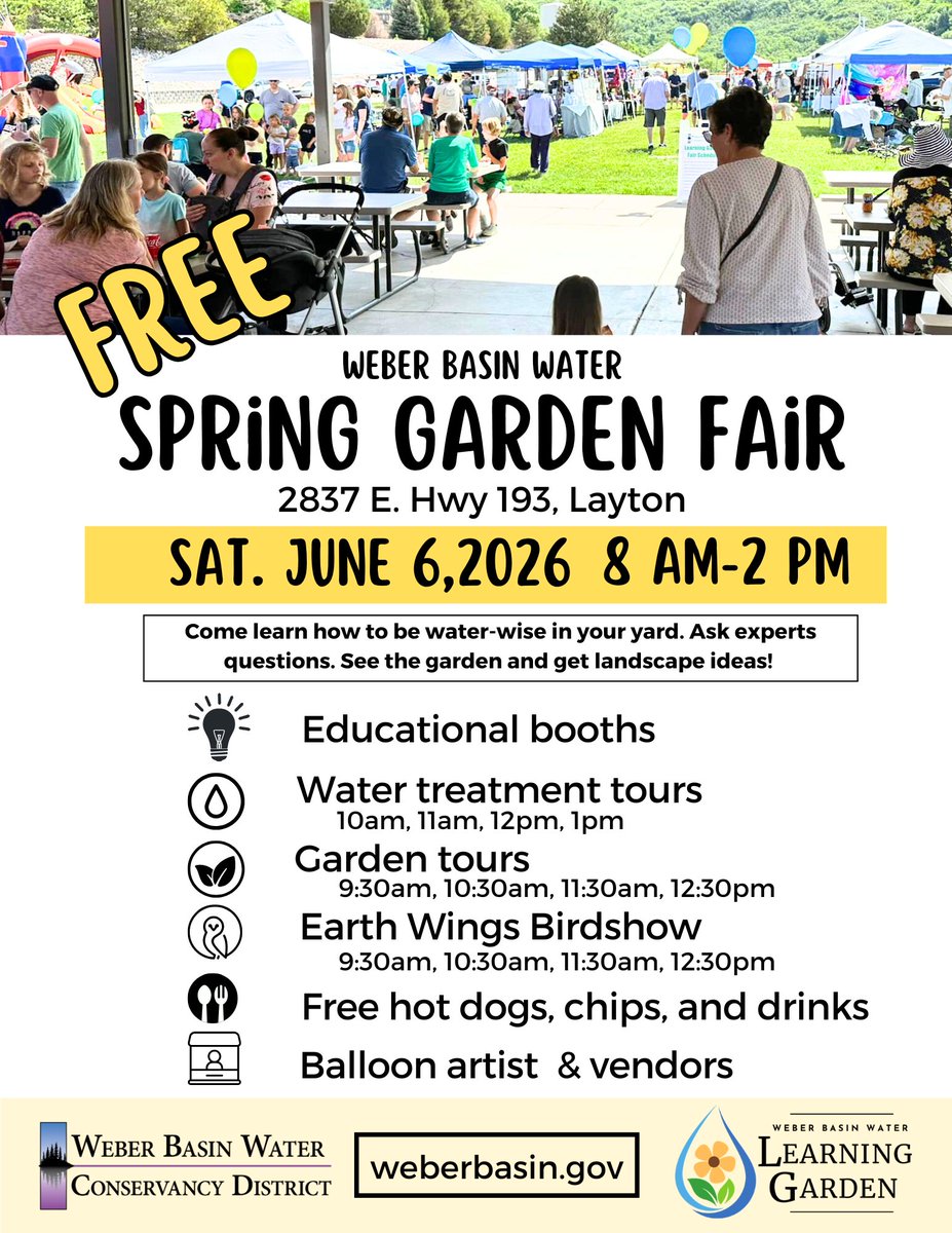 WeberBasinWater's tweet photo. Our Spring Garden Fair is this Saturday. We cant wait to see you! https://t.co/GCyMhnxG1m