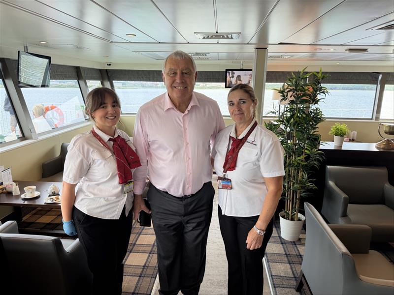 RedFunnelFerry's tweet photo. We were delighted to welcome England goalkeeping legend Peter Shilton aboard this weekend, where he spoke on the Island about his remarkable footballing career.⚽️

Here he is with staff in our Signature Lounge and on the bridge of Red Eagle.🚢

#RedFunnel #Ferry #RedEagle https://t.co/o9rCJdi7fA