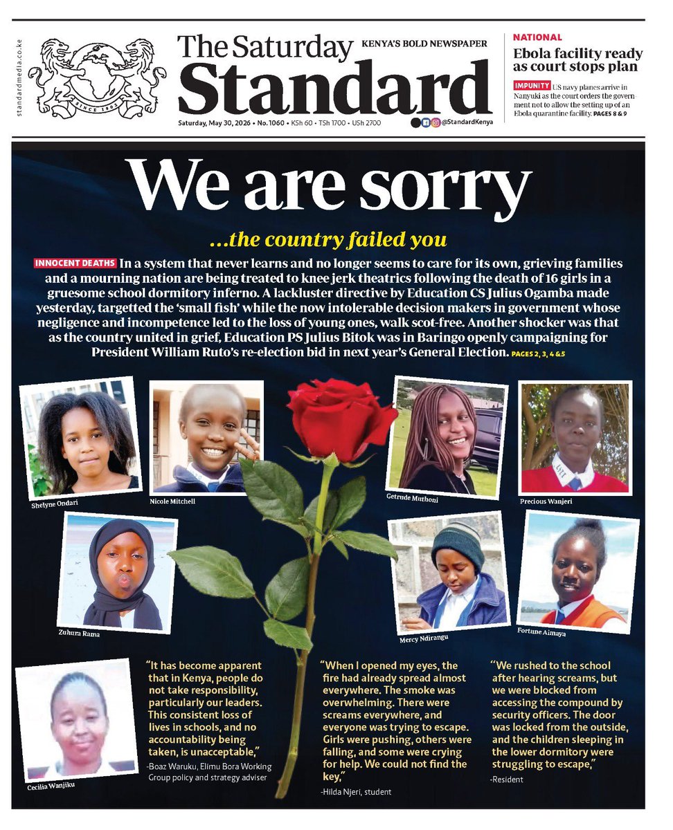 Lasterbosire's tweet photo. Let me start by sending my condolences to the families and loved ones who lost their children in the Utumishi inferno. What an unnecessary way to lose life at the hands of criminal minds.

I would, however, like to address an issue that is distracting us from the core matter that, as a nation, we must confront: the presence of CCTV cameras in the corridors of the dormitories.

In my view, the school converted the corridor into a dormitory by allocating beds to students. From that point, the corridor became a private space and should have been treated as part of the dormitory. The school breached the children’s right to privacy. Period.

That notwithstanding, the CCTV footage from the corridor may provide crucial evidence in the criminal case. The key word is may, subject to the rules of evidence, including the legality of how that evidence was obtained.

I pray that our children find meaningful ways to speak about their struggles without taking lives or destroying property.
