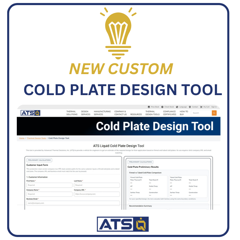 qats's tweet photo. Need a faster way to screen liquid cold plate options? 💧⚙️

ATS Liquid Cold Plate Design Tool helps engineers compare finned vs. tubed cold plate concepts using inputs like heat load, coolant, flow rate, ΔP, TIM &amp; material.

Try it: https://t.co/M7EMXyFLfz https://t.co/Du3wJ7ypm4
