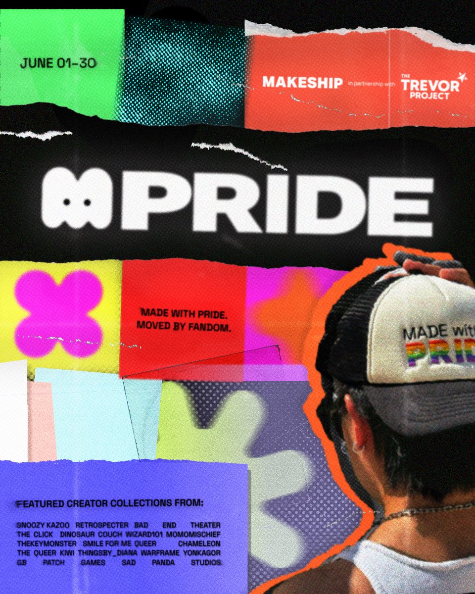Makeship's tweet photo. It’s officially PRIDE MONTH! 🤩🏳️‍🌈

We’re so excited to announce that (for the 5th year in a row), we’re teaming up with The Trevor Project to turn fandom into real support for LGBTQ+ youth!

Meet our first-ever Pride Trucker Hat, made to celebrate community, identity, and individuality 💖 Featuring an embroidered “Made with Pride” design (and our bestie Shippy on the back!)

$7.50 from every hat sold goes directly to The Trevor Project, on top of our guaranteed $25,000 donation. Our goal of 1,000 hats sold would help power 325+ minutes of free, confidential crisis support for LGBTQIA+ youth.

We’re also partnering with 14 LGBTQIA+ creators and allies on custom merch, available all month long, so stay tuned!

Made with Pride. Moved by Fandom. 🌈

Grab the limited edition hat now on https://t.co/pZbZIYPsV3 👆