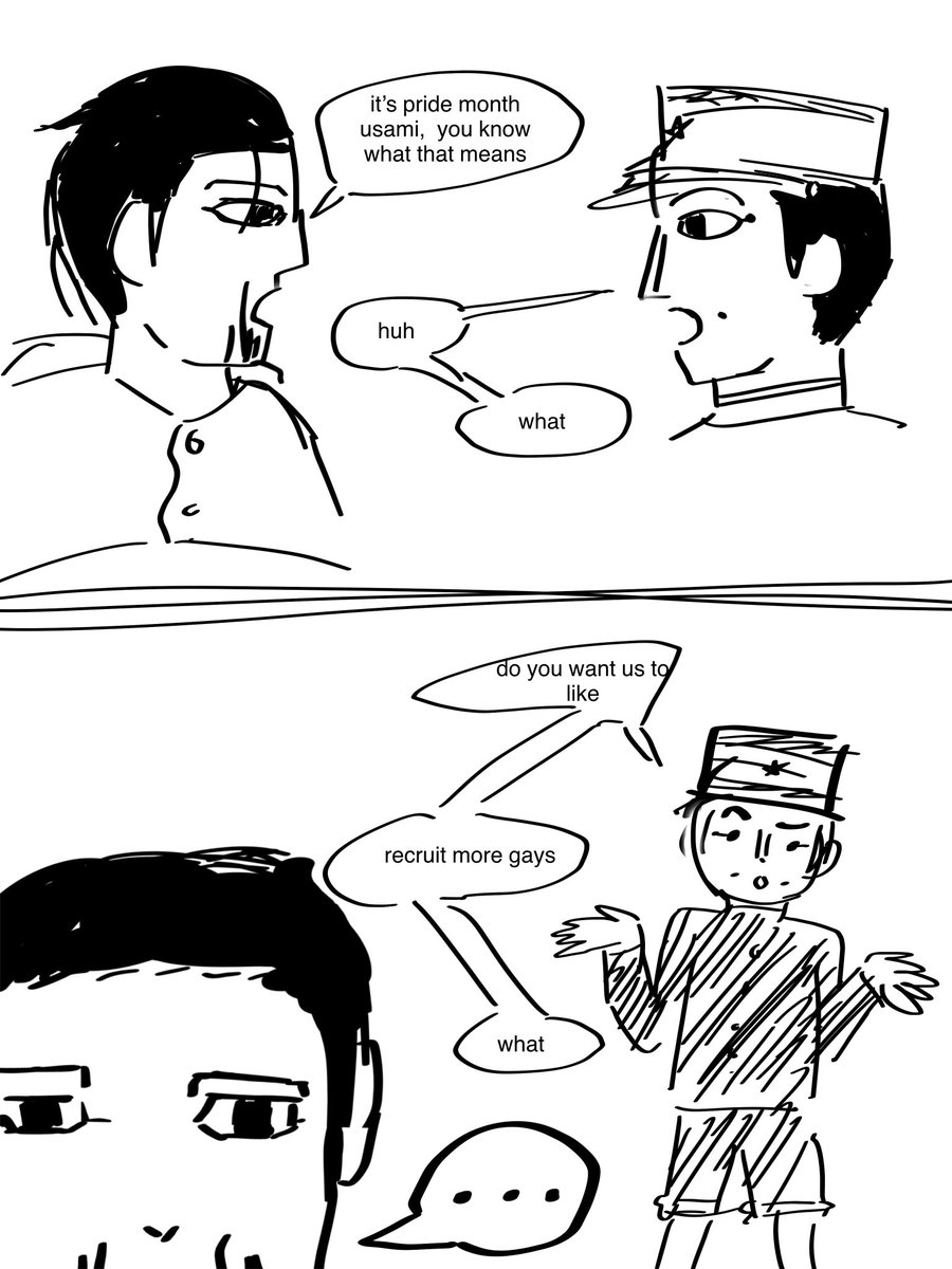 sugrflakes's tweet photo. Happy gay month bc you know you’re gay and stuff #goldenkamuy https://t.co/nJC03rDNHi