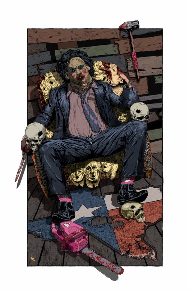 LeatherfaceJS's tweet photo. Bubba Texas Map | Leatherface 
Art by Goober Zombie https://t.co/iM5EjSt2bM