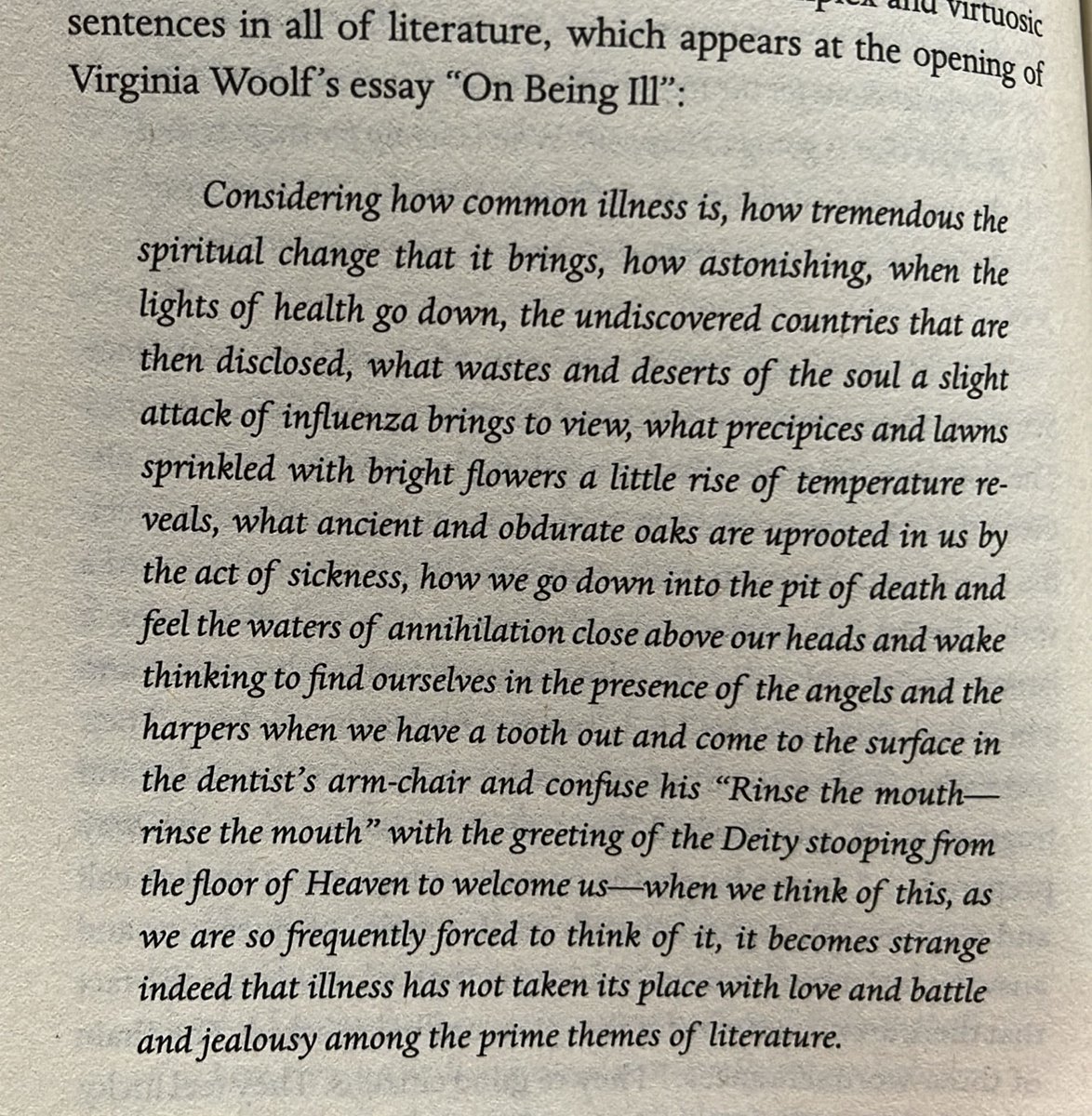 molochofficial's tweet photo. Woolf on illness: “it becomes strange indeed that illness has not taken its place with love and battle and jealousy among the prime themes of literature” https://t.co/FZqfdHhJEu