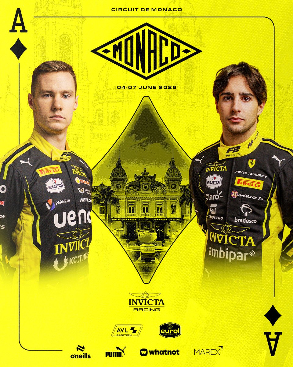 InvictaRacing's tweet photo. Ready to make these streets our own 🟡 Monaco, we're ready! #F2 #Formula2 #InvincibleInSpirit #MonacoGP https://t.co/WdcQW5AOk6