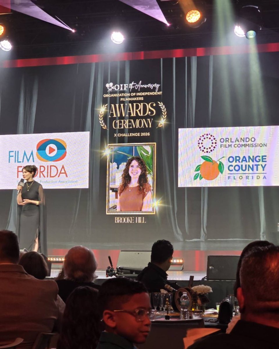 ORLPartnership's tweet photo. Our very own Brooke Hill, Orlando Film Commissioner, recently joined filmmakers, creatives, and industry leaders at Full Sail University's Live Stage to celebrate the Organization of Independent Filmmakers' 10th Anniversary Awards Ceremony. https://t.co/oVxGAR2fmJ