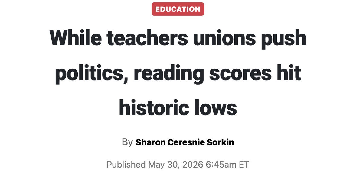 nickineily's tweet photo. America has a reading crisis: only 31% of 4th graders read proficiently. While reading scores stagnate and achievement gaps widen, teachers' unions continue prioritizing political activism over academic achievement. https://t.co/zuHdKCChy5