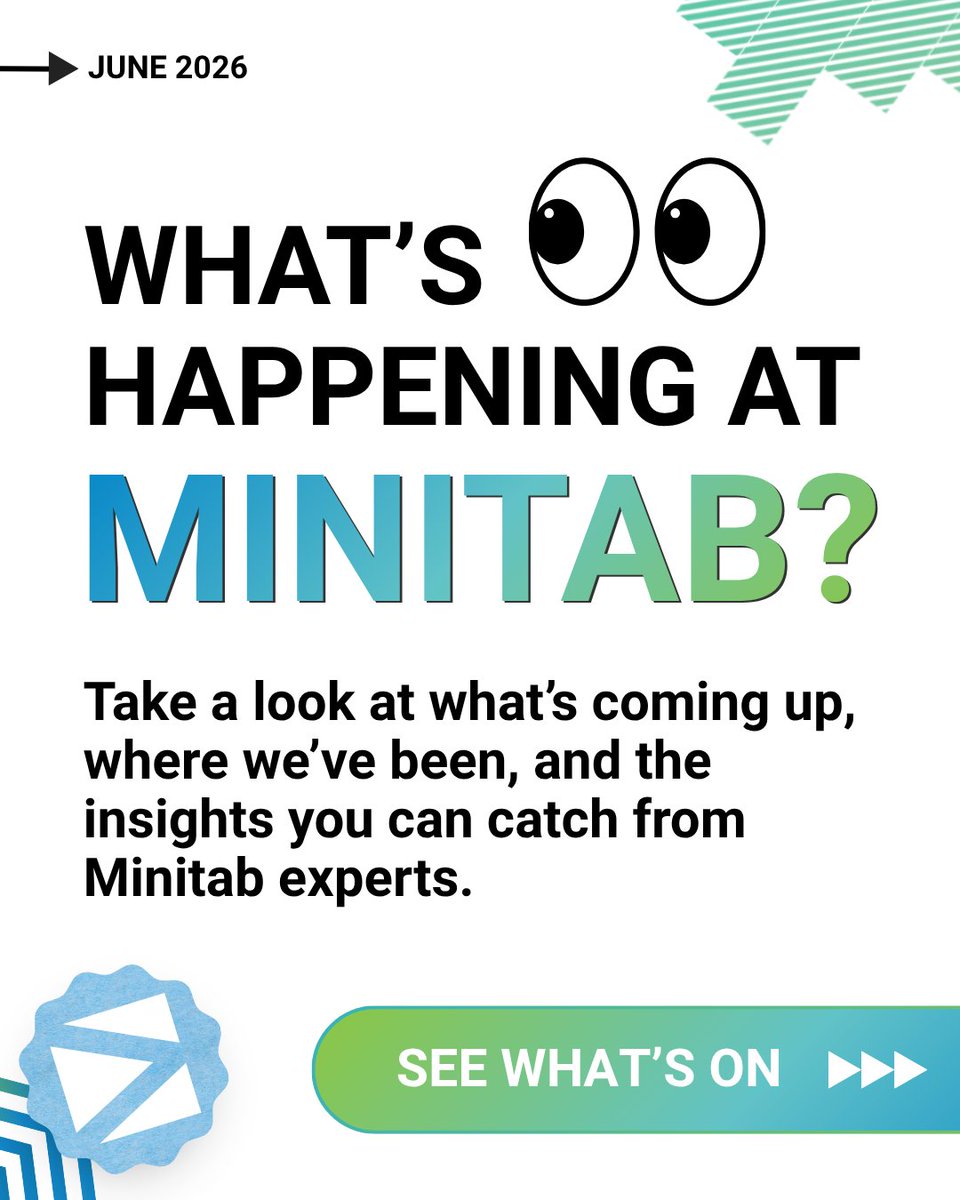 Minitab's tweet photo. What's happening this month at Minitab?

From Exchange events across the globe to webinars on predictive analytics, DOE and more, June's lineup is full of practical insights for teams working to improve quality, productivity, and performance.

Learn more: https://t.co/RjkfrEKaHI https://t.co/6pyp27LU1O