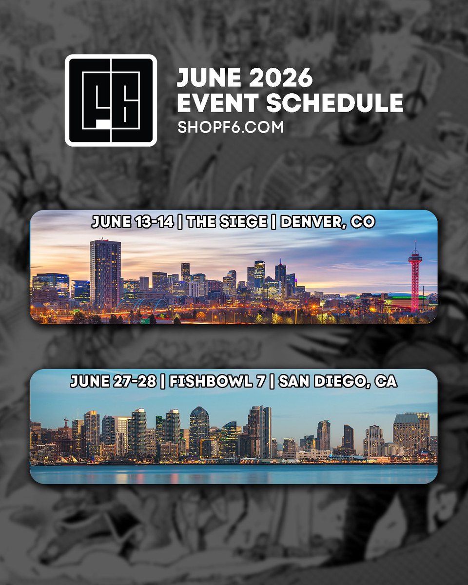 F6Supply's tweet photo. June has arrived! You can count on seeing us at The Siege @Level7Games and Fishbowl @HigherMTG! https://t.co/Px7y2bKQmb