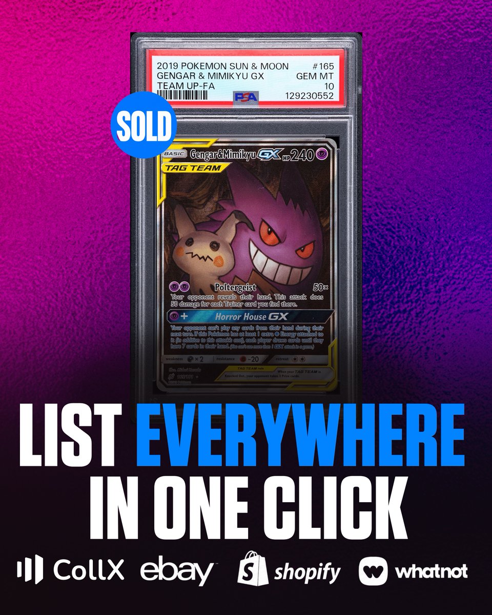CardDealer_Pro's tweet photo. Card Dealer Pro lets you instantly list your TCG cards  inventory to @CollX_App , eBay, Shopify, and Whatnot with a single click. These cards are proof of what happens when your inventory gets maximum exposure. 📈 https://t.co/wMyu4LHXYV