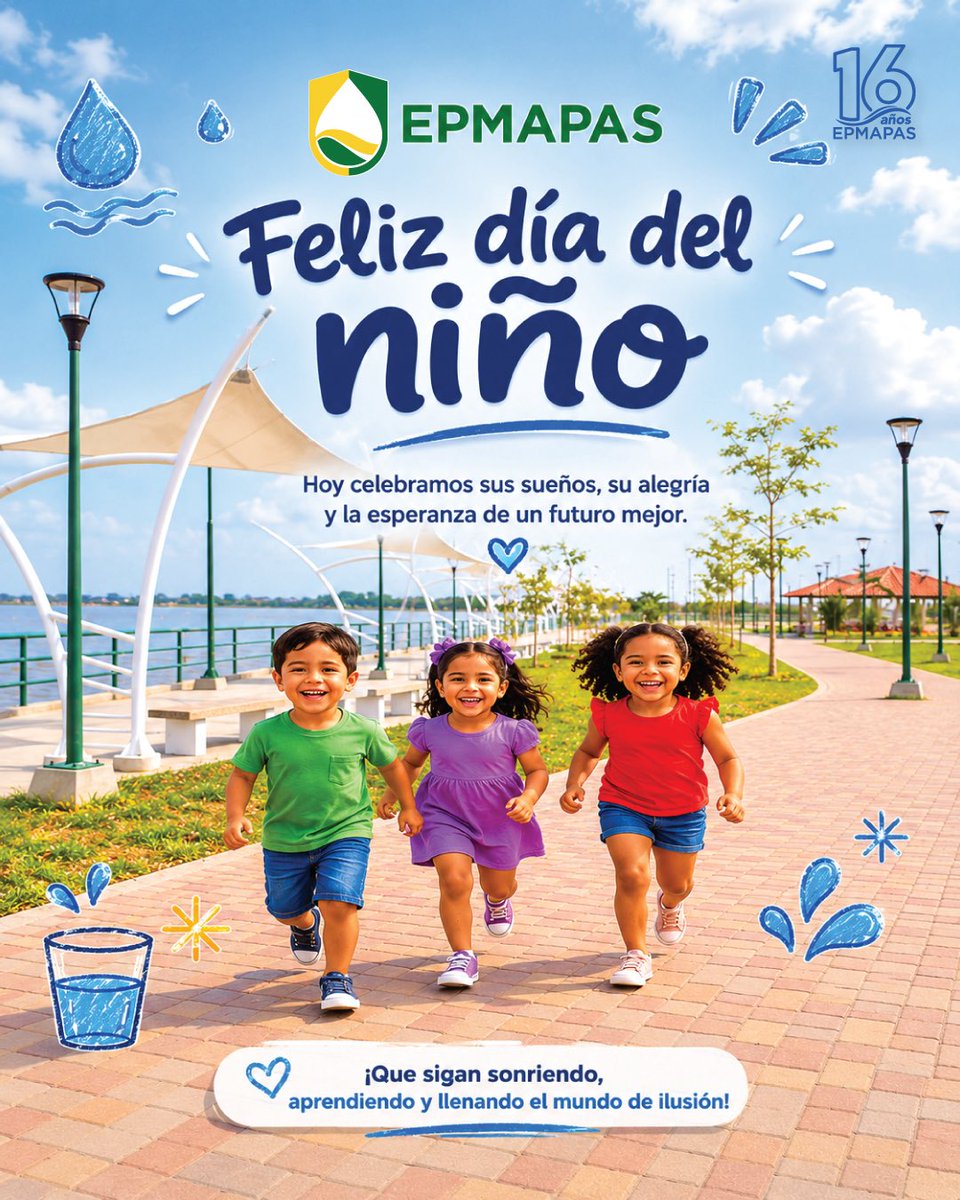 EPMAPASambo's tweet photo. 💙👧🏽👦🏻 ¡Feliz Día del Niño!

En EPMAPAS celebramos la alegría, la inocencia y los sueños de quienes hoy llenan de esperanza nuestro cantón.

¡Feliz día a todos los niños y niñas de Samborondón! ✨💧

#DíaDelNiño #EPMAPAS #Samborondón #CuidamosElAgua #CuidamosElFuturo https://t.co/AOtqZXkJZb