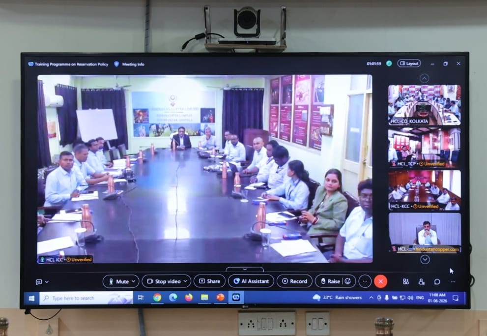 copper_ltd's tweet photo. A two-day Training Programme on Reservation Policy commenced at Indian Copper Complex (ICC), Ghatshila, on 1st June 2026. The programme, coordinated by Shri Sandeep Mukherjee, has brought together HR Executives and officials from ICC and various Units/Offices across the organization to enhance understanding of reservation policies, statutory provisions, and implementation practices. The initiative reflects the organization's commitment to capacity building, compliance, and inclusive governance. The inaugural session was marked by the presence of  Mr Sanjiv Kumar Singh, Chairman and Managing Director, Hindustan Copper Limited, along with Director (Operations), Dr Sanjeev Kumar Sinha, Director (Finance), Mr RVN Vishweshwar, Director (Mining), Mr Ghanshyam Das Gupta, Chief Vigilance Officer, Mr Harsimran Singh, and senior officials.

#HindustanCopperLimited #Training #ReservationPolicy #DigitalMining #MiningTechnology #MiningExcellence #MiningIndia

@MinesMinIndia
@kishanreddybjp
@satishdubeyy
@mygovindia