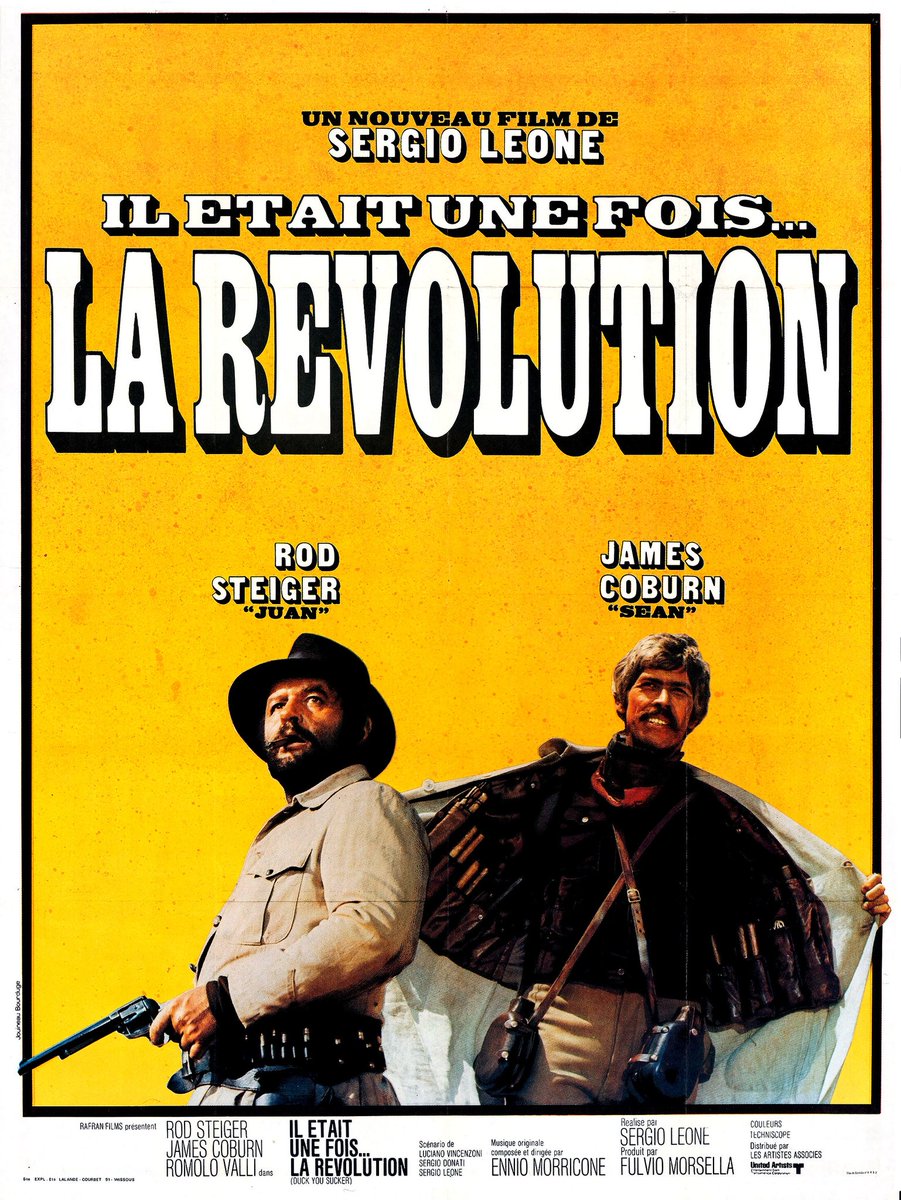 philippe_rouyer's tweet photo. À 20h55 sur @ARTEfr «Il était une fois la révolution» (1971) est l’ultime western de #SergioLeone. #RodSteiger en voleur et #JamesCoburn activiste irlandais réunis dans une poignante histoire d’amitié et de trahison qui mêle ironie et mélancolie, au Mexique. BO d’Ennio Morricone https://t.co/ol52tsU2Rb