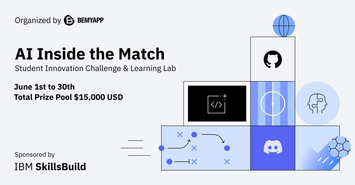 bemyapp's tweet photo. 🎓 Students: Use IBM Granite, Langflow, Docling, Context Forge, or IBM Bob to build your next AI project in the AI Builders Challenge sponsored by IBM SkillsBuild and inspired by the World Cup. Sign up now: https://t.co/IcFEQ3QXCo #IBMSkillsBuildAIBuildersChallenge https://t.co/nquK0BXUQf