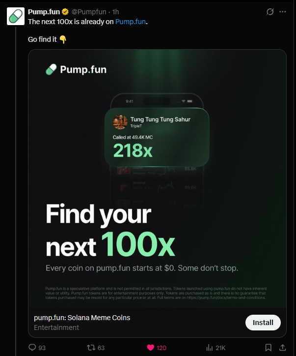 bangersxpt's tweet photo. .@Pumpfun has started rolling ads out and they are using solana:J8PSdNP3QewKq2Z1JJJFDMaqF7KcaiJhR7gbr5KZpump  as the face of memes

interesting 👀

wonder what happens when normies see that they can buy a tung tung tung sahur coin https://t.co/0clAnOCzy2