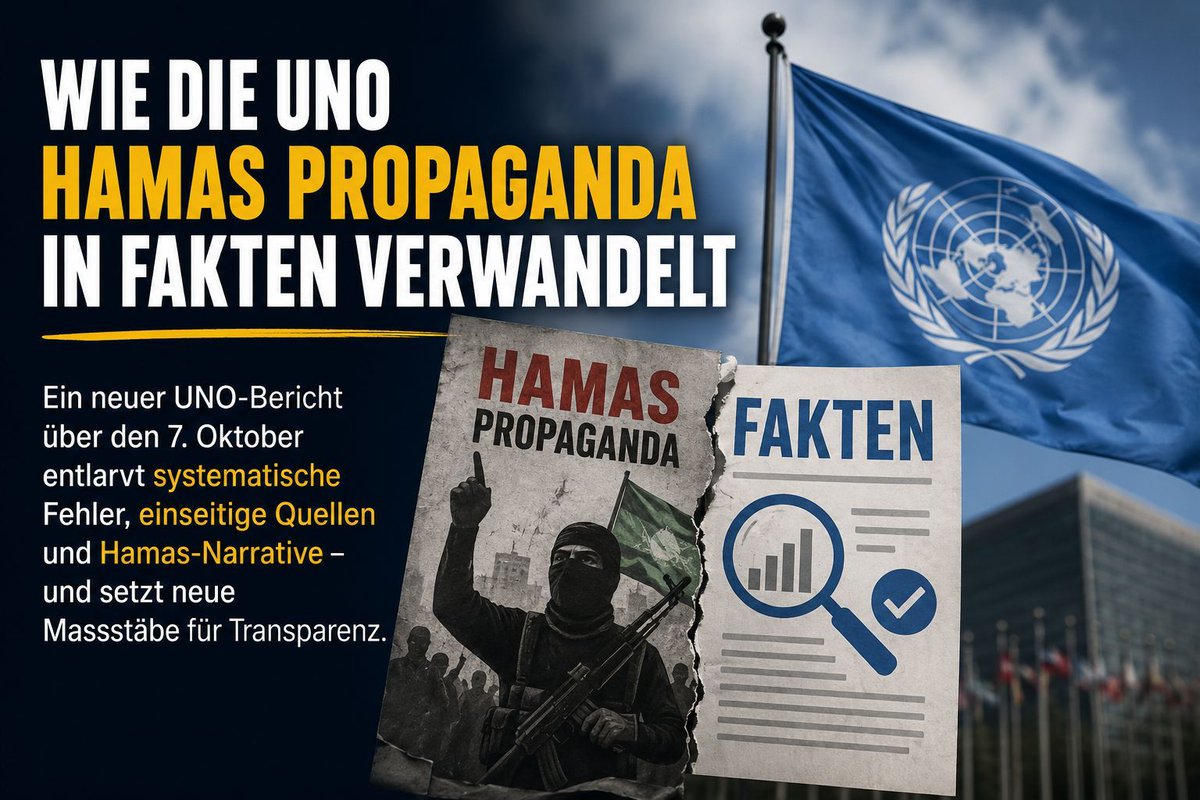 Matthias_Teh's tweet photo. Die UNO hat ein systematisches Problem: Sie übernimmt ungeprüfte Daten vom Hamas-kontrollierten Gesundheitsministerium und präsentiert sie als verifizierte UN-Fakten. Ein dreistufiger Propaganda-Waschprozess ohne jede Kontrolle! Kein Wunder, die UNO ist auch von sozialistischen und islamofaschistischen Staaten durchsetzt.😟 📊

Al-Ahli-Spital, 17. Okt. 2023: Hamas meldet 471 Tote durch israelischen Angriff. UNO (OCHA/WHO) übernimmt sofort als „confirmed“ – fast die Hälfte aller Kriegsopfer damals! Realität: fehlgeleitete palästinensische Rakete mit unter 50 Toten. US- & französische Dienste sowie HRW widerlegen es. Die UNO korrigiert die Zahl bis heute nicht. 🏥💥❌
Zerstörte Häuser November 2023: UN verbreitet Hamas-Claim „Hälfte aller Wohnungen zerstört“. Eigene UNOSAT-Satellitendaten zeigen nur 3 % zerstört, 9 % beschädigt. OCHA ignoriert die eigenen Fakten einfach. 📉🏠

Tom Fletcher (UNO) Mai 2025: „14.000 Babys sterben in 48 Stunden“! Verzerrte eine 12-Monats-Mangelernährungsprognose zu akutem Massensterben. Britische Parlamentarier: groteske Ungenauigkeit. Nur nach Kritik zurückgenommen. 🍼⚠️

Amputationen: UNICEF/UNRWA/OCHA behaupten „10 Kinder verlieren täglich Beine“. Realität (auch nach Hamas-Daten): ca. 1,7 pro Tag. Sechsfache Übertreibung! 🦵📈
Immer dasselbe Muster: Hamas-Daten → UN-Agentur übernimmt ungeprüft → in weiteren Berichten ohne Quellenangabe zitiert → gilt als seriöser UN-Fakt. Der israelische Bericht spricht von „systematischem institutionellem Zusammenbruch“ professioneller Standards.
Minister Amichai Chikli: „Die UNO hat ihr Mandat verraten und sich mitschuldig gemacht. Wer Terror-Statistiken wäscht und moderne Blutlügen verbreitet, hat kein Recht, sich hinter einem humanitären Deckmantel zu verstecken.“ 🔥

Diese Desinformation beeinflusst ICC, Regierungen und Medien und schürt Antisemitismus. Höchste Zeit für Korrektur der UN-Informationspolitik seit dem 7. Oktober 2023!
Mehr dazu: https://t.co/ZDdi2hMPPN