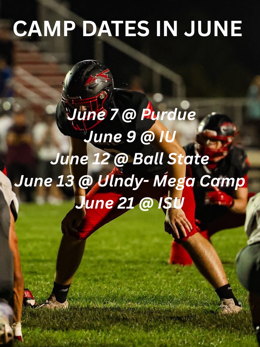 Rylan697212's tweet photo. All dates for the camps I have in June!! @Indyrecruit_ @IndySportsZone @IndyWeOutHere @THS_FBRecruits @IndianaPreps @INShowcase1 @SidelinePreps @THSBravesTDC https://t.co/xLimBYBNRt
