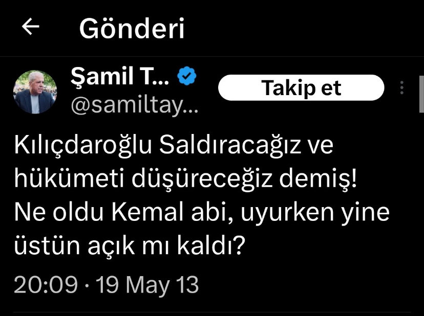 ahlattas's tweet photo. Bak şimdi @samiltayyar27  seni destekliyor 
@kilicdarogluk seninle dalga geçiyorlar https://t.co/sJNZCSTVBd