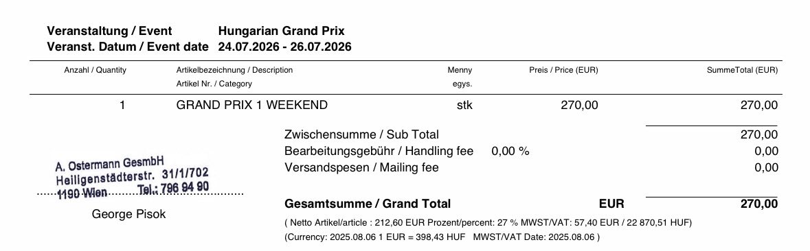 myrisvrooms's tweet photo. I have this ticket for the Hungarian Grand Prix that's in the Grand Prix 1 grandstand 
I sadly can't go anymore bc going alone is way to expensive for me right now 
I'd sell the ticket for face value so 270€ and email it as soon as they email it to me
If anyone is interested ⬇️ https://t.co/BCVzlD4nT4