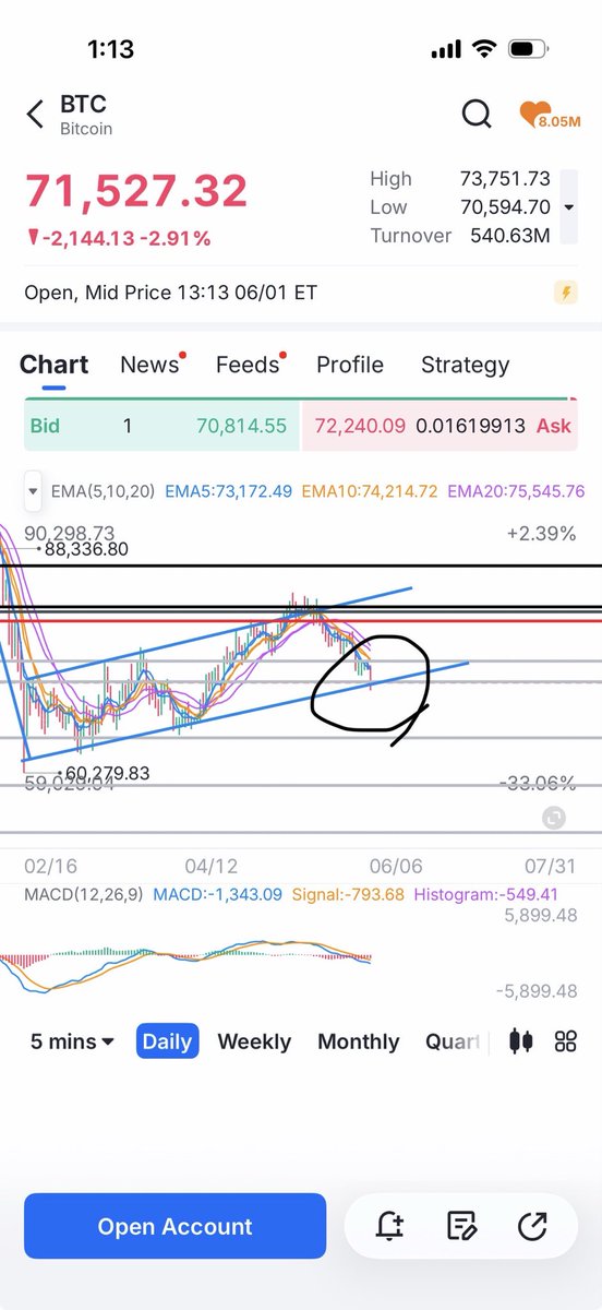 J010101L's tweet photo. Bitcoin, we are at the bottom of the bear flag.  Let’s see what happens here.  If it holds, up we go to test 74k. If it breaks lower, wherever we bottom out, that would end up being the official bottom, bear flag out of the way and we can move up freely. 🍿 #bitcoin #crypto https://t.co/RYNYnjJMkN