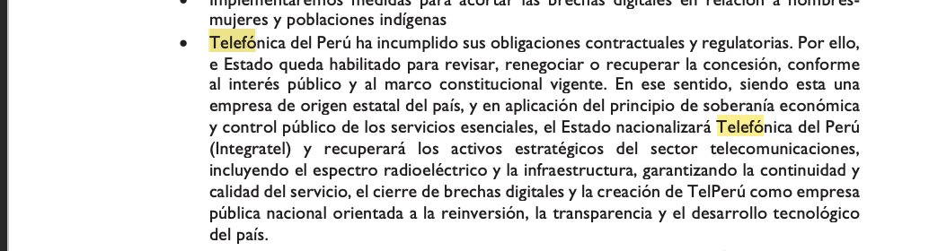 una_reportera's tweet photo. En el programa de Gobierno de Segunda vuelta de Juntos por el Perú. Anuncian que nacionalizaran telefónica del peru y (ojo con esto) recuperaran el especio radioeléctrico. 

Esto es copia fiel del plan de gobierno de Venceremos . https://t.co/Z0qOy7omL2