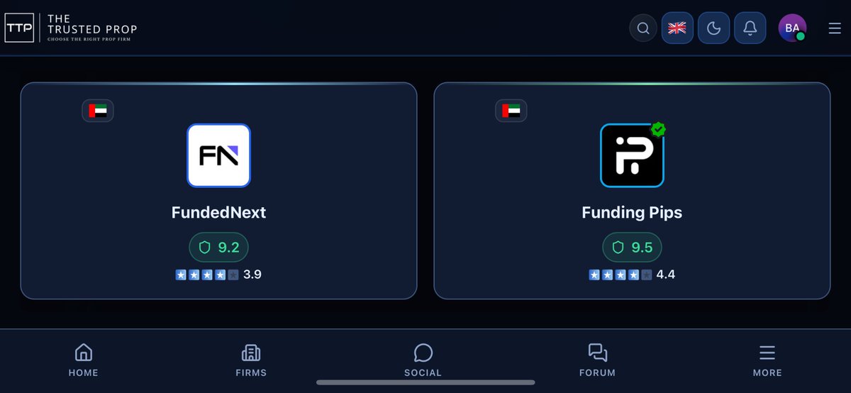 TheTrustedProp's tweet photo. FundingPips Standard 2-step Vs FundedNext Stellar 2-Step

FundingPips:

Profit targets: 8%, 5%
Max loss: 10%
Daily loss: 5%
Payout split: up to 100%
Minimum trading days: 3
$100k account costs $529 

FundedNext:

Profit targets: 8%, 5%
Max loss: 10%
Daily loss: 5%
Payout split: up to 95%
Minimum trading days: 5
$100k account costs $549.99

Which of the two would you choose if you’re buying a $100k 2-step account?