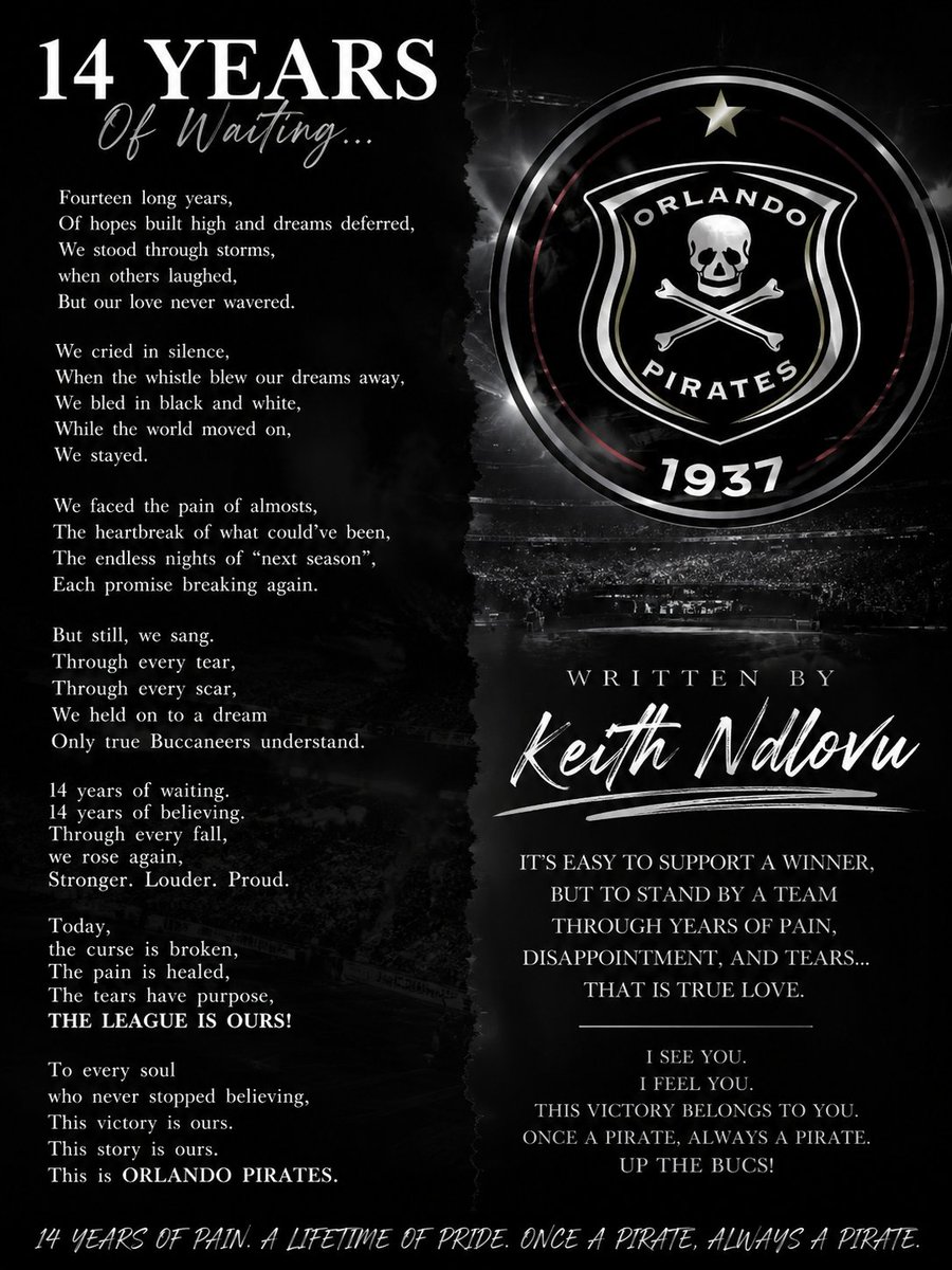Kyth18035010's tweet photo. @AdvMagadze @orlandopirates victory poem please Retweet https://t.co/ECpkeoXE63