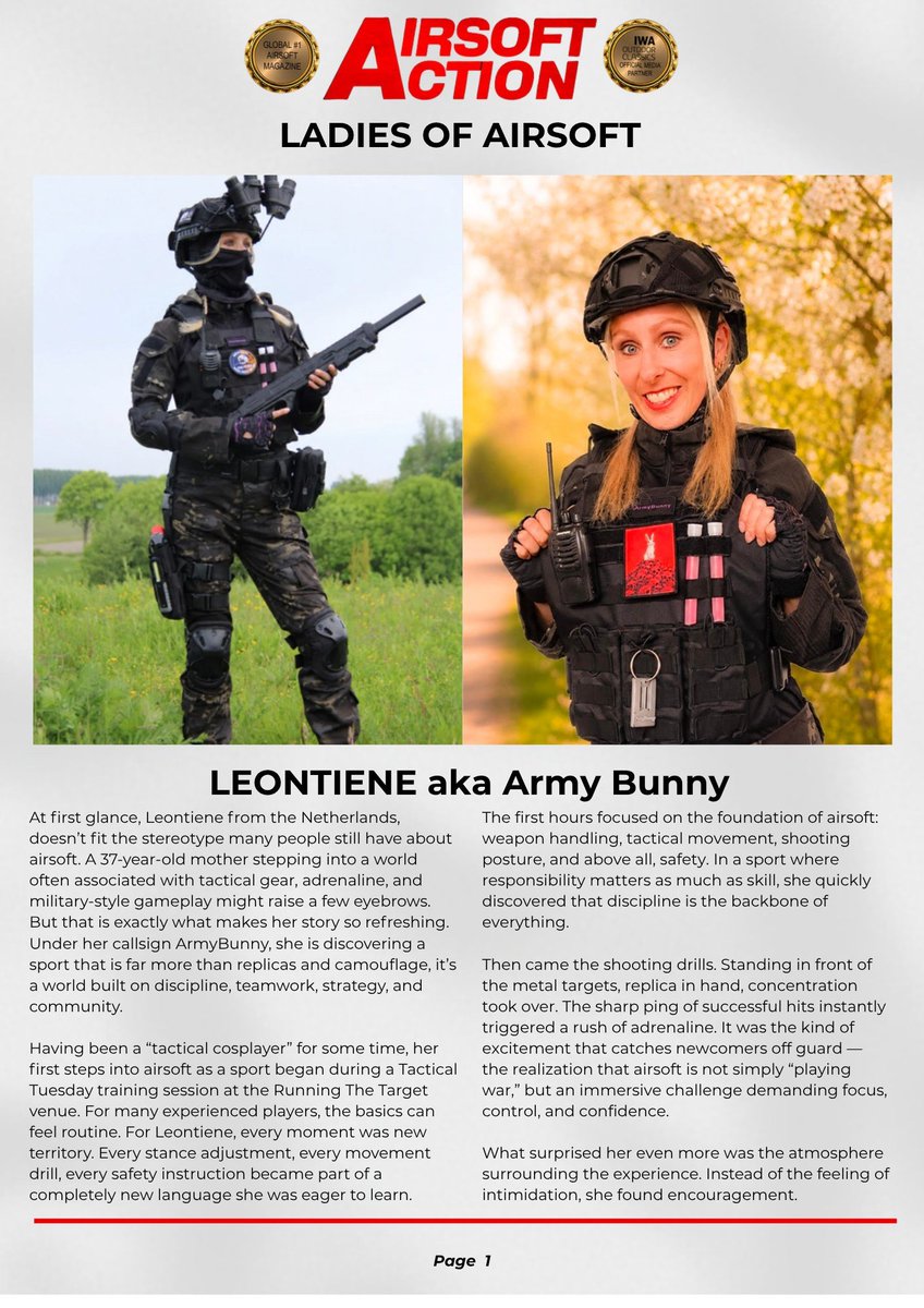 AirsoftAction's tweet photo. Good  morning and welcome to another week of opportunities. Continuing with  our series of "Ladies of Airsoft" we meet Leontiene aka Army Bunny.  Today we hear from Leontiene about her first steps into the world of  playing airsoft after some time as a "tactical cosplayer". https://t.co/bJuudzb0by
