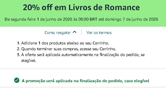 AlertaPromos's tweet photo. 🚨 CUPOM AMAZON

📚 20% OFF em Livros de Romance

📌 https://t.co/X71rD91BaO
📌 https://t.co/X71rD91BaO

🎟 Use o cupom 20ROMANCE https://t.co/IavNmznvTs