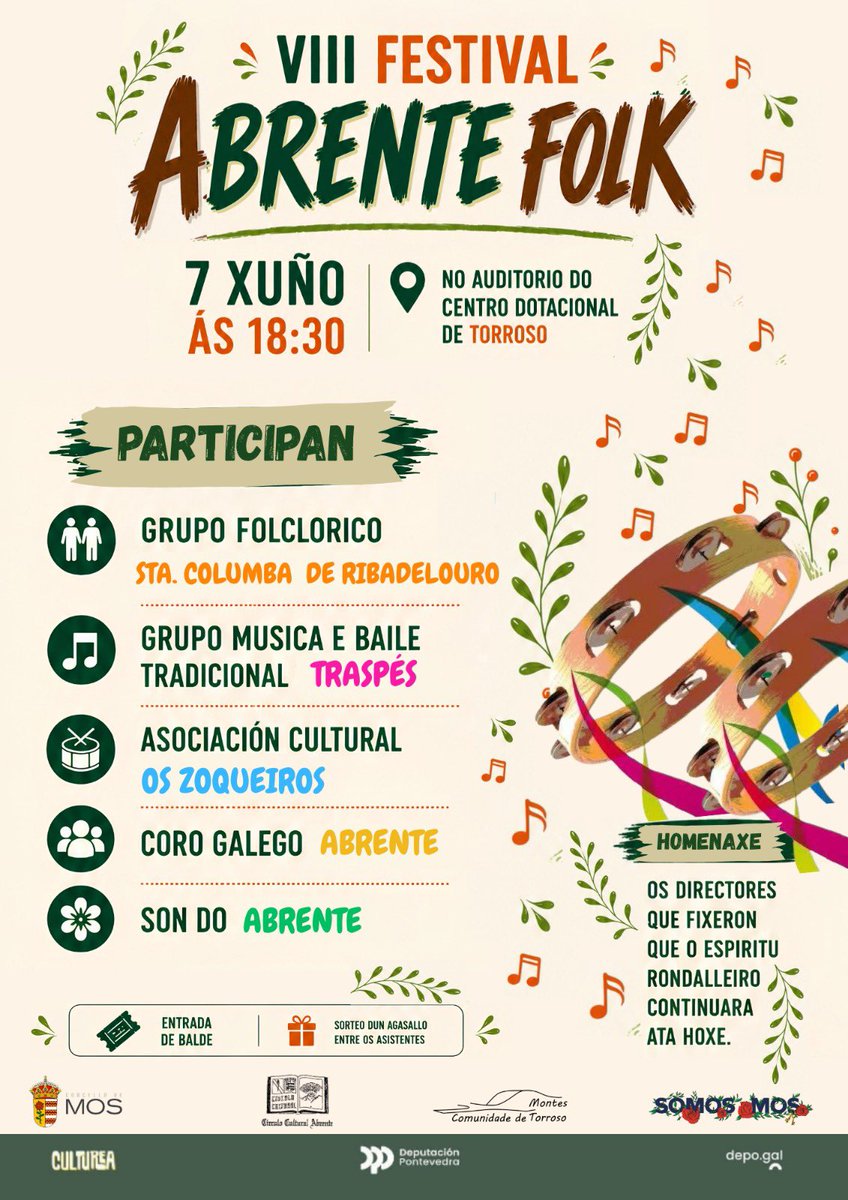 actraspes's tweet photo. Comezamos este mes de xuño que promete ser movidiño para a asociación 👣
.
Este vindeiro día 7, o Grupo de Música e Baile Tradicional Traspés participará no VIII Festival Abrente Folk que comeza ás 18:30h. no Auditorio do Centro Dotacional de Torroso (Mos).
.
#traspés #traspès https://t.co/0y04PzLZM4