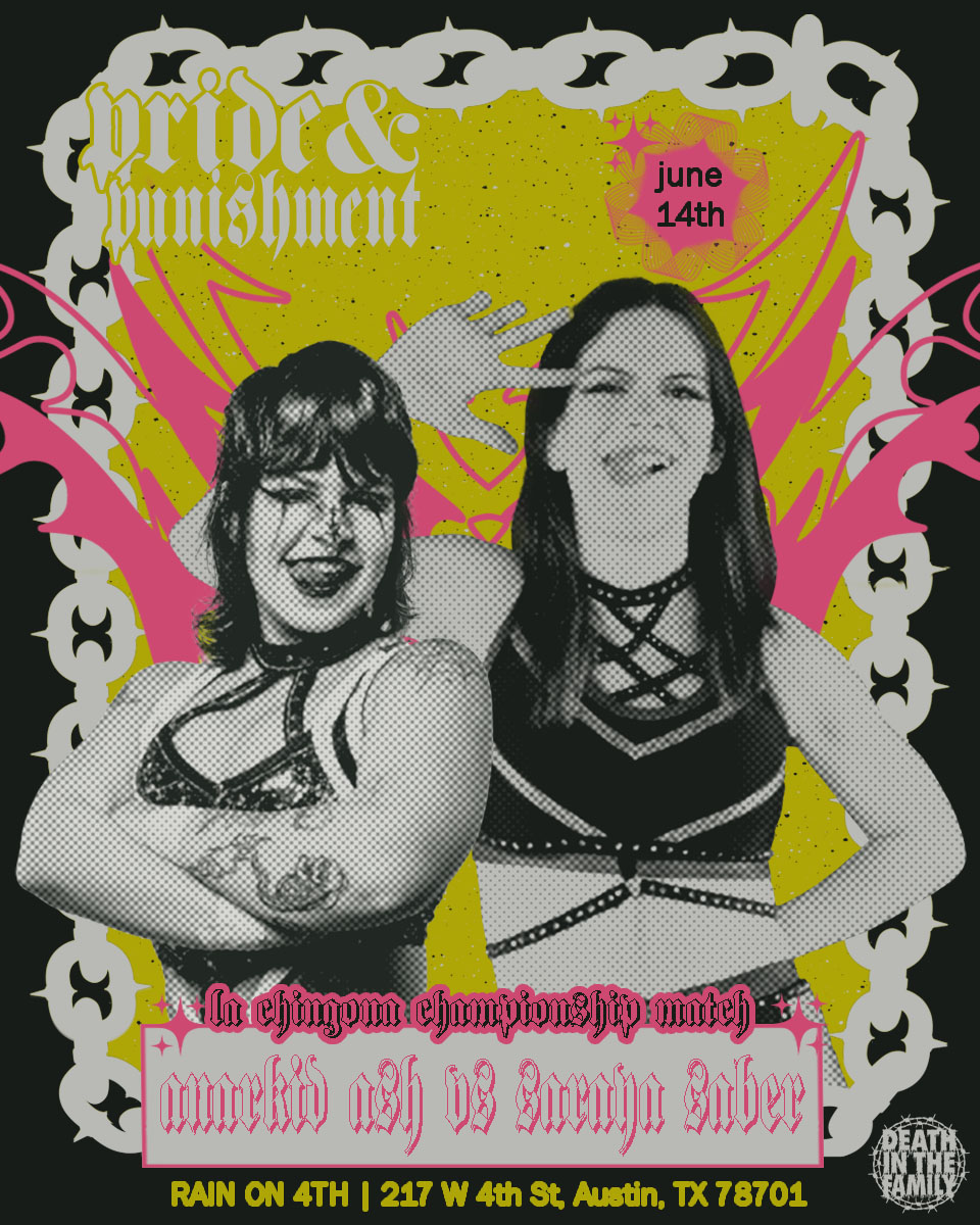 DeathITF's tweet photo. 🪦MATCH ANNOUNCEMENT🪦

ANARKID ASH(c) v SARAYA SABER

The La Chingona Championship hangs in the balance as disruptive determination crashes head-on into pure force of will in a fight that could turn into an all-out war.

🔞18+ show
DOORS 4PM
🎟: https://t.co/9MdL1SFhPx https://t.co/TetOeCw1Ja
