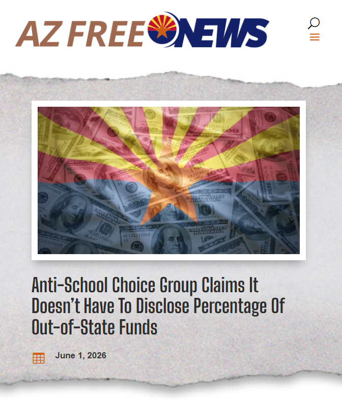 azfec's tweet photo. Arizona voters are being told only 9% of contributors for the ESA ballot initiative are from out of state.

What they aren't being told is that nearly all of the money reportedly came from Washington, D.C.-based labor organizations.

If Arizona education policy is being funded by union money from D.C., Arizona voters deserve to know that before signing a petition. 

Full stop. 

https://t.co/TRnb2JhnKE