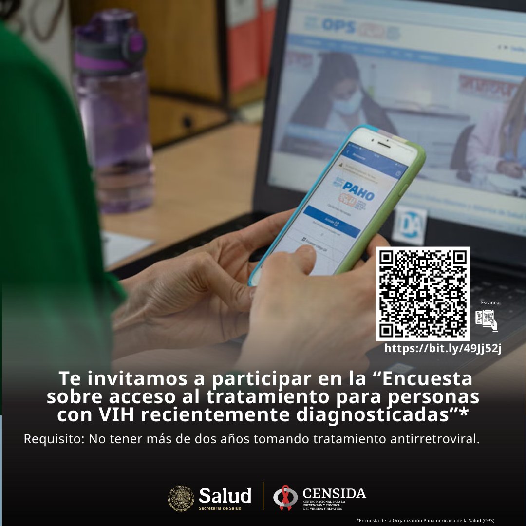 censida's tweet photo. Participa en la "Encuesta sobre acceso al tratamiento para personas con VIH recientemente diagnosticadas” 
 
Si vives con #VIH y no tienes más de 2 años tomando tratamiento antirretroviral.
 
 https://t.co/k7RsrqGNWn
 
La encuesta es completamente anónima y confidencial. https://t.co/uxrfYXWr1B