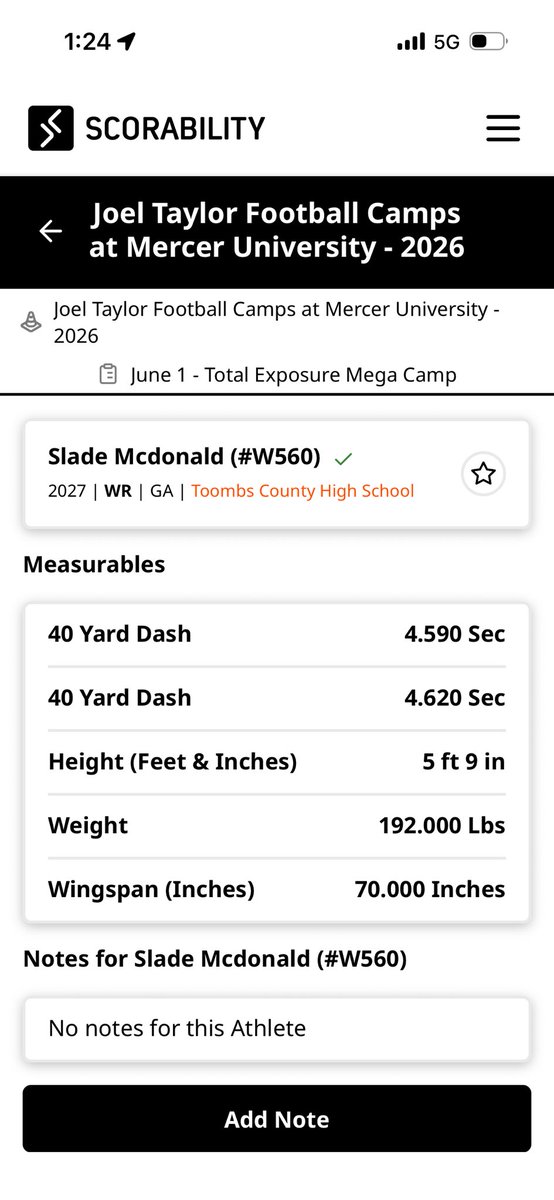 Slade_McDonald2's tweet photo. Had a great time at Mercer football camp today!!!!couldn’t get every rep on tape but balled out. @ToombsFootball1 @247recruiting @RecruitGeorgia @KoachTaylor https://t.co/GoQVOkK86W